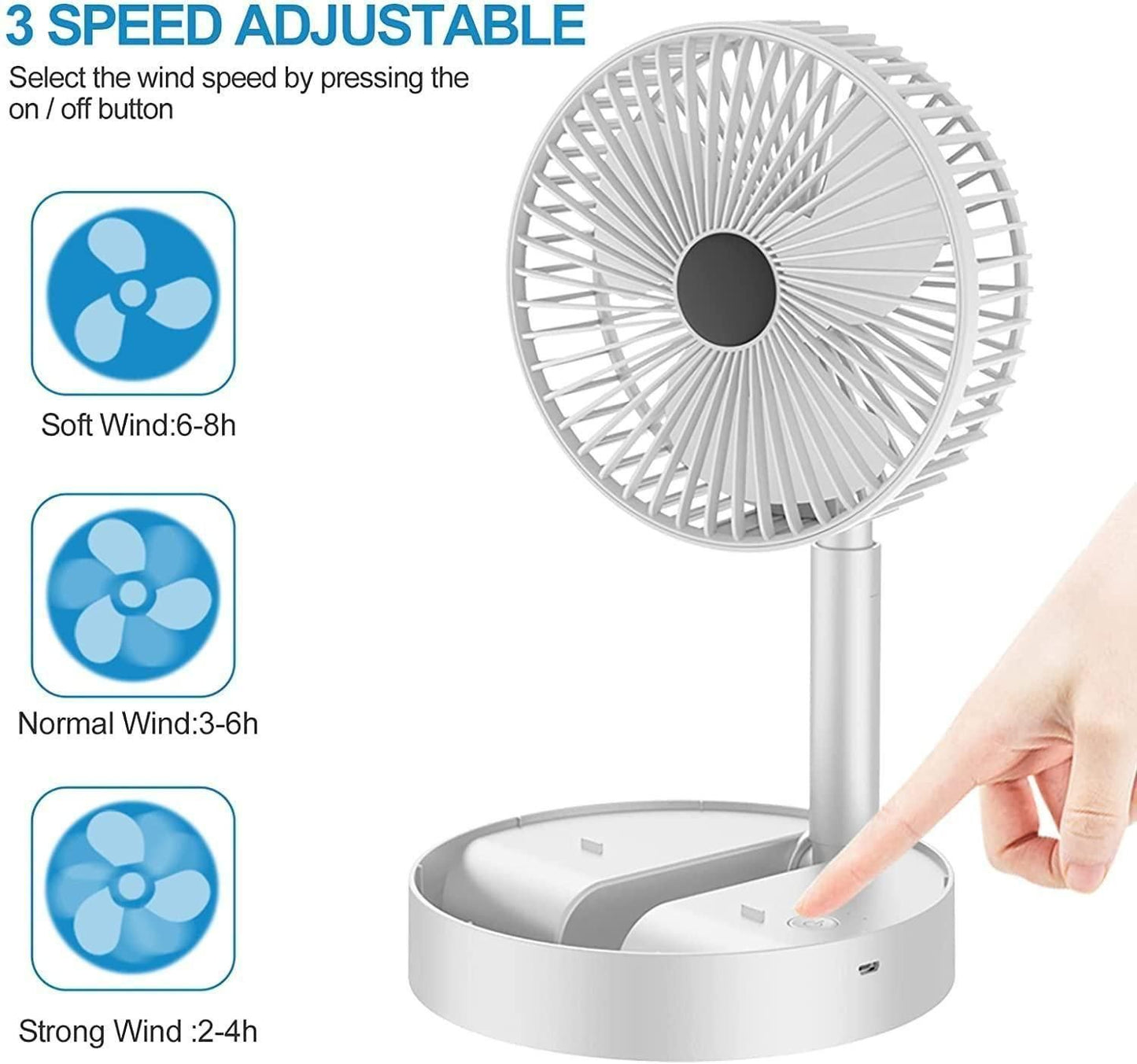 GB™ AirBoost Rechargeable Fan - Powerful Rechargeable High Speed Table Desk Fan